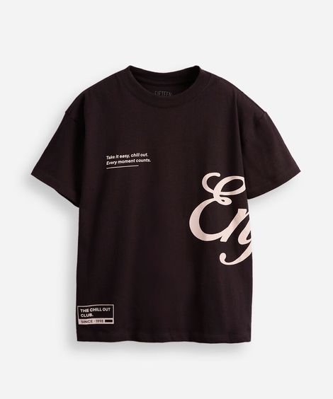 camiseta de algodão juvenil enjoy cinza