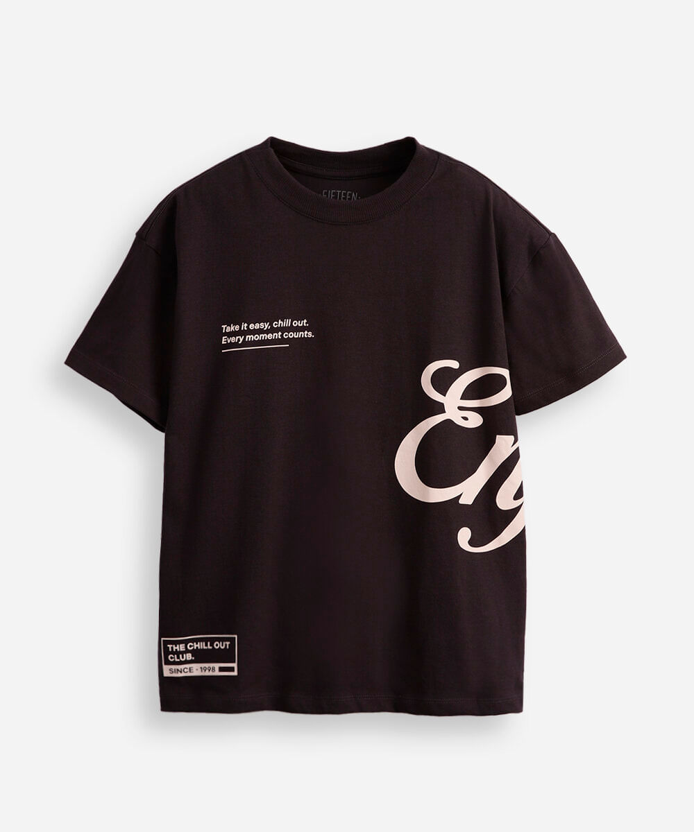 camiseta de algodão juvenil enjoy cinza