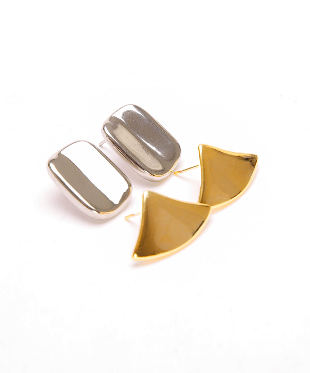 kit de 2 brincos geométrico colorido