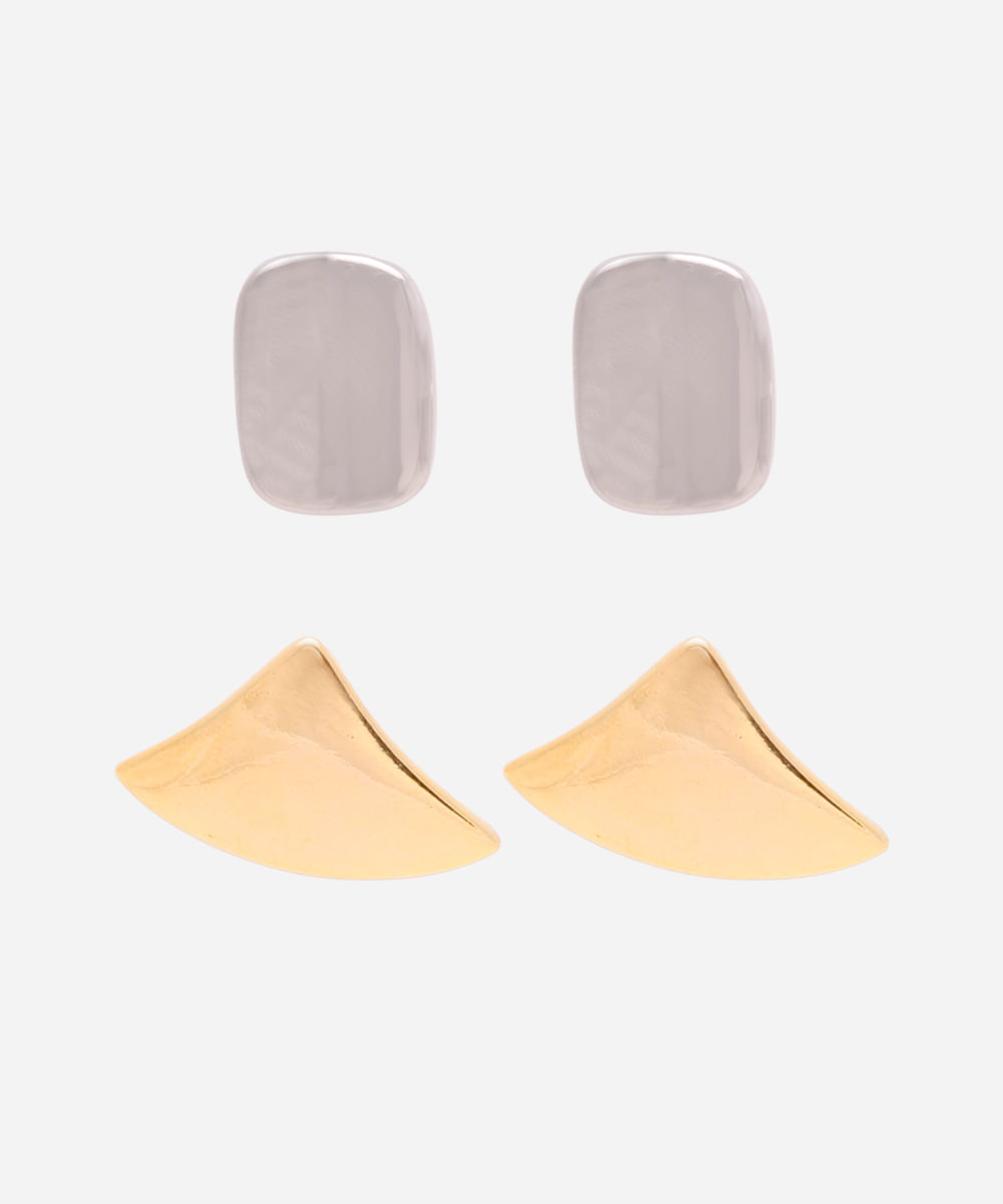 kit de 2 brincos geométrico colorido