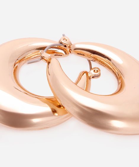 brinco oval vazado dourado