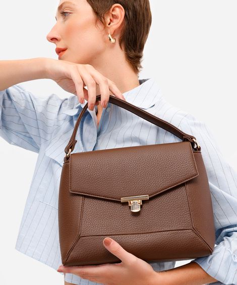 bolsa tote feminina com alça removível marrom