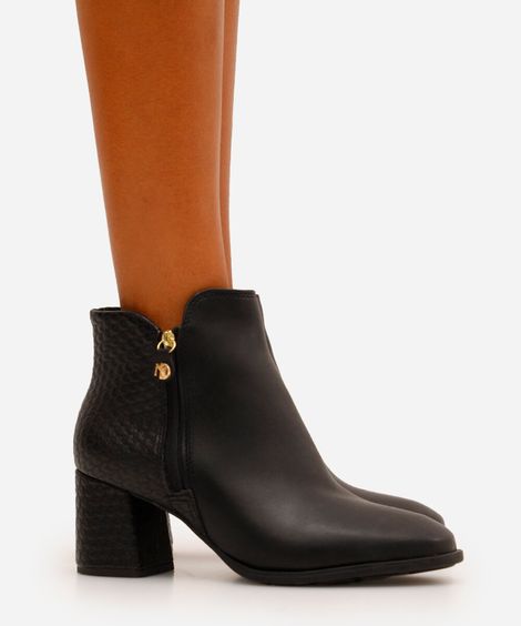 bota feminina cano curto texturizada modare preta