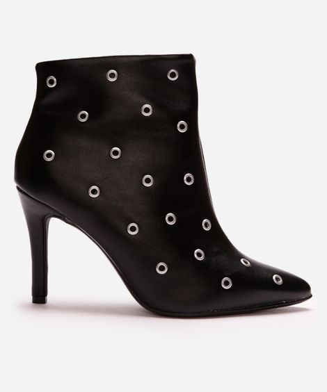 bota feminina bico fico salto alto com ilhós vizzano preta