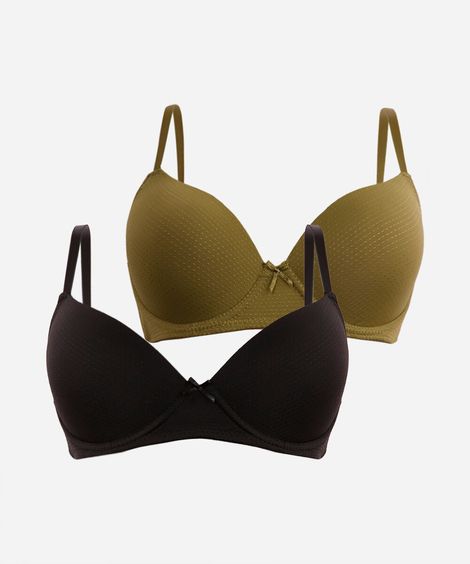 kit 2 sutiãs meia taça texturizado colorido
