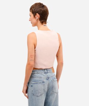 colete feminino de alfaiataria em viscose rosa
