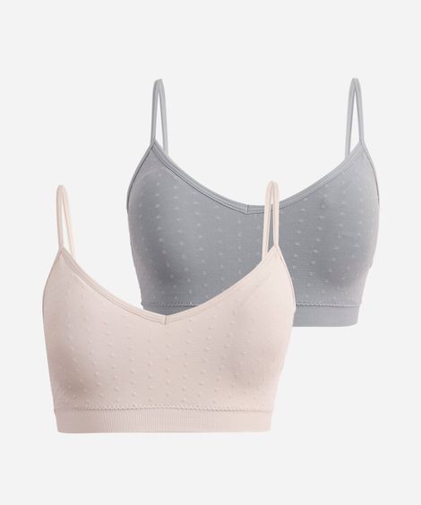 kit de 2 sutiãs triângulo texturizado colorido