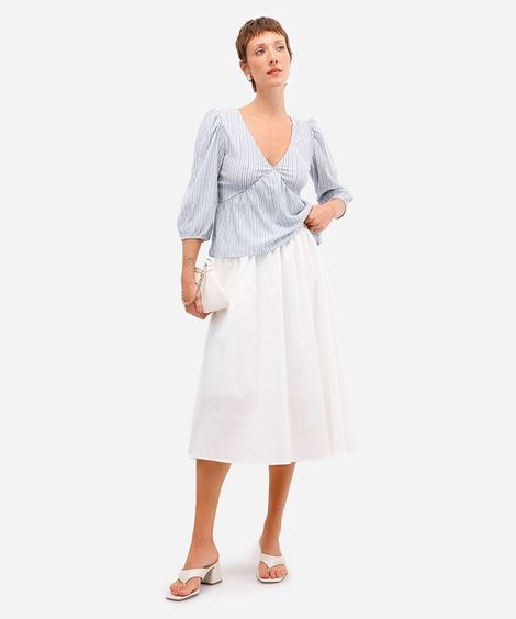 saia midi godê feminina de algodão branca