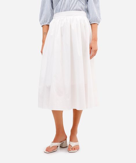 saia midi godê feminina de algodão branca