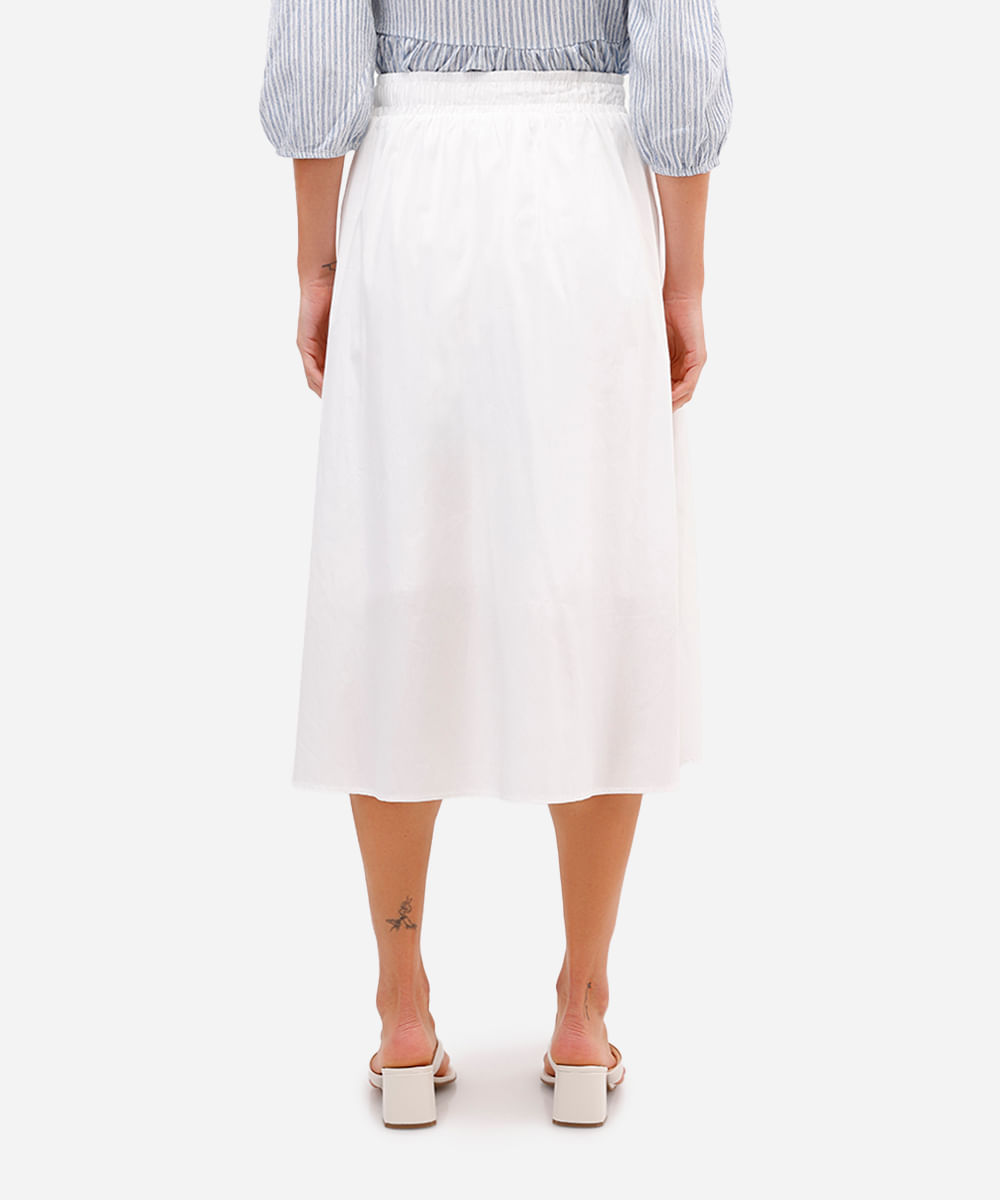 saia midi godê feminina de algodão branca