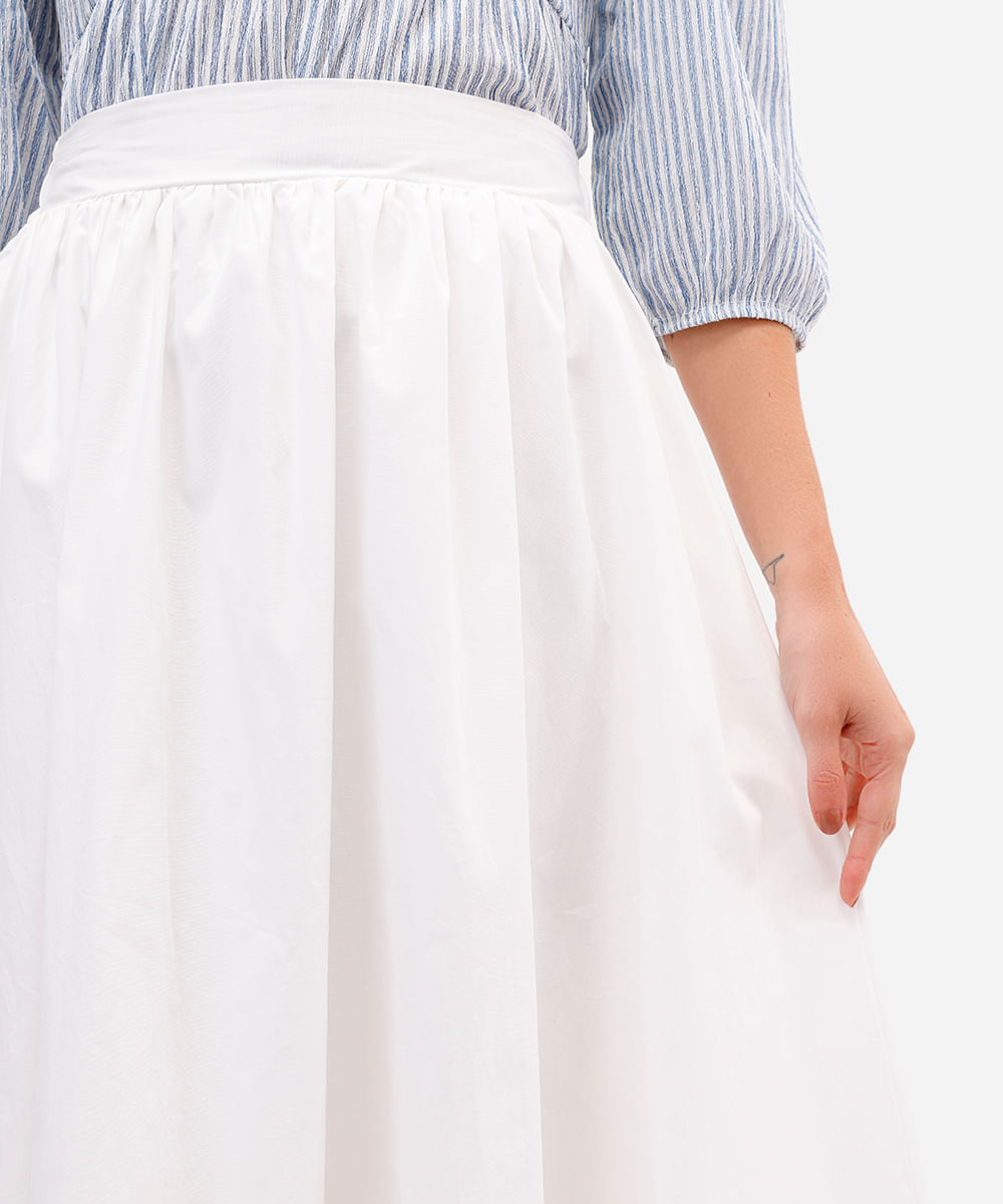 saia midi godê feminina de algodão branca