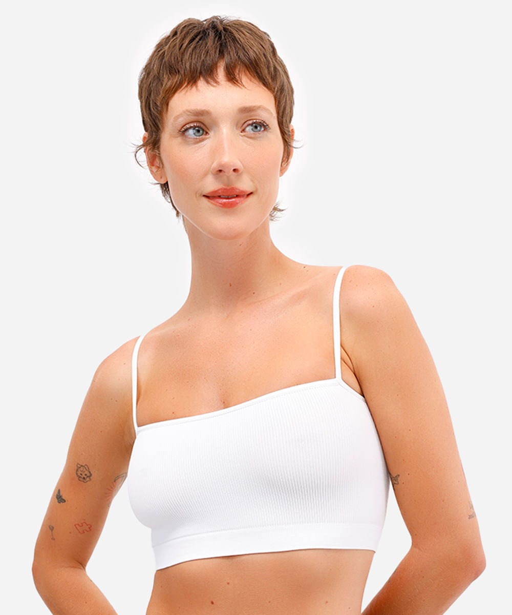 sutiã faixa de poliamida canelado trifil off white