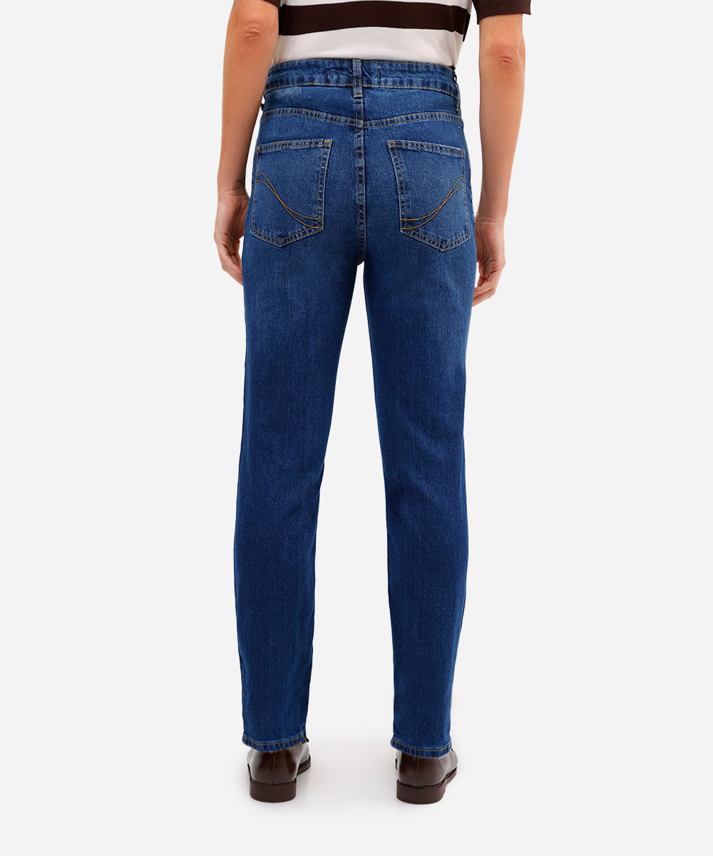 calça mom feminina jeans cintura alta azul