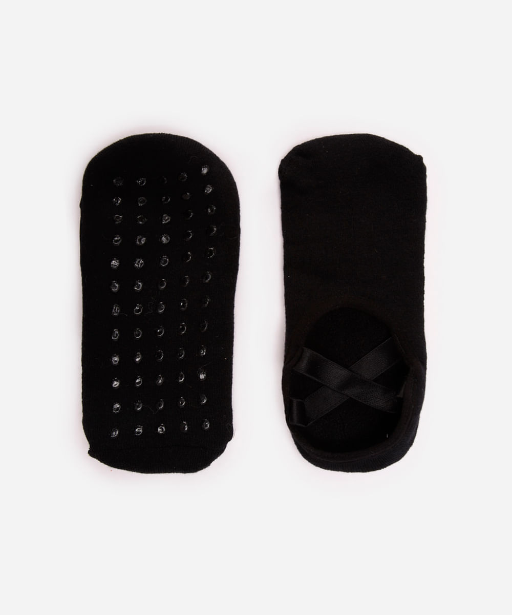 meia feminina sapatilha com antiderrapante preta