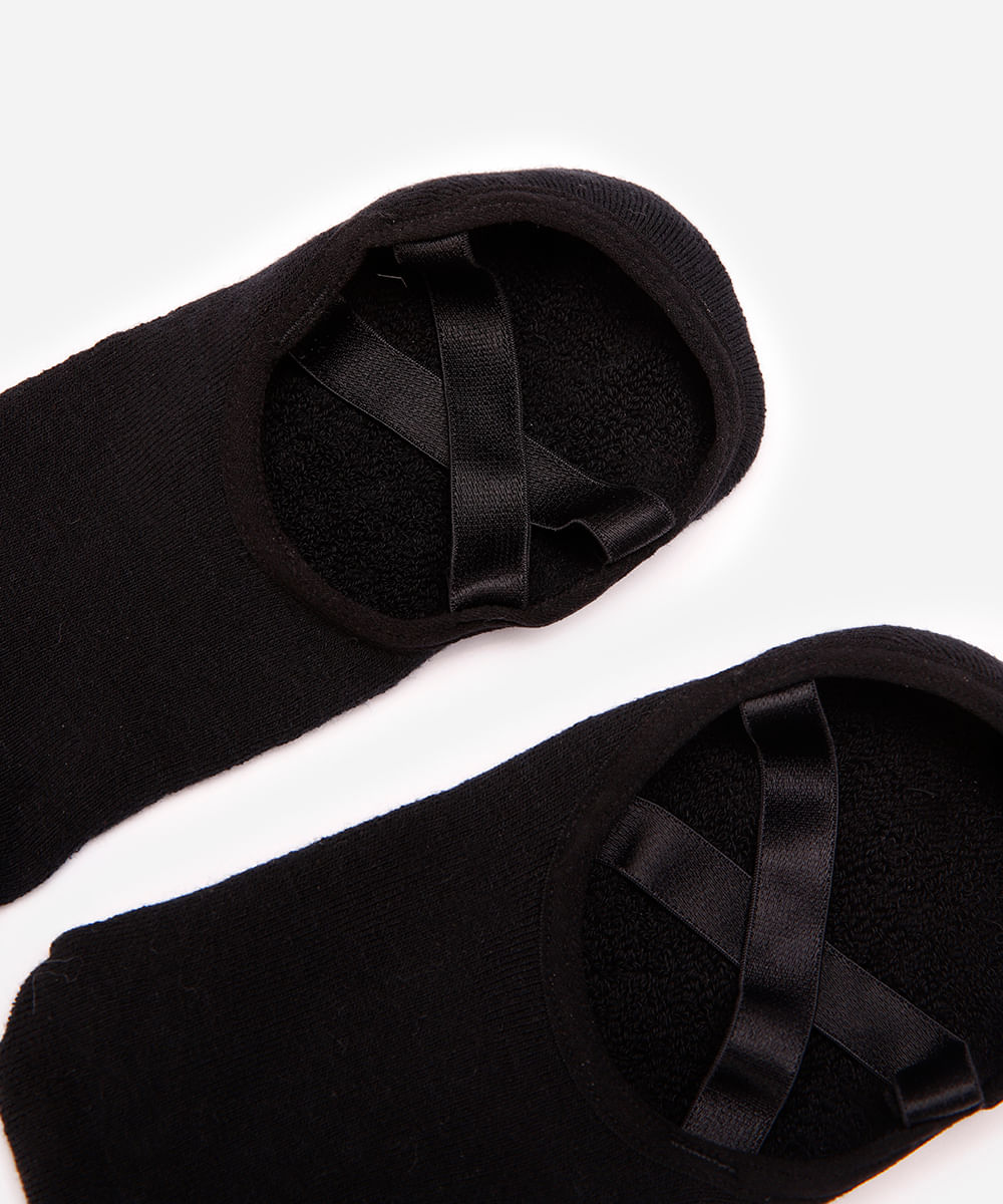 meia feminina sapatilha com antiderrapante preta
