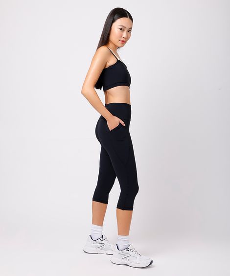 calça capri feminina de poliamida mindset sport preta