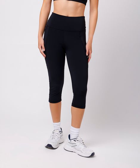 calça capri feminina de poliamida mindset sport preta
