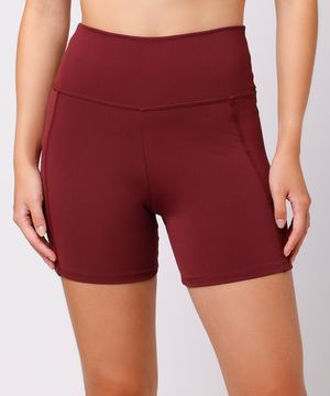 bermuda biker esportiva com bolso mindset sport vinho
