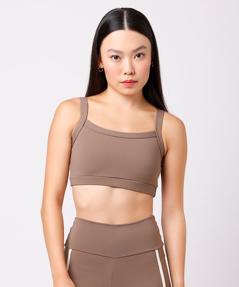 top feminino de poliamida mindset sport marrom
