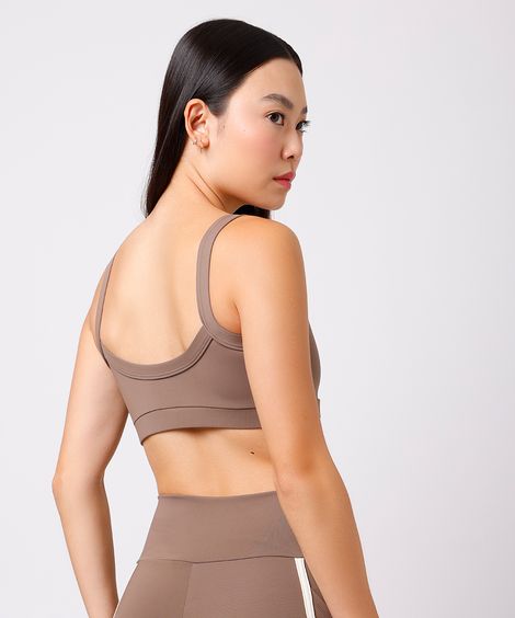 top feminino de poliamida mindset sport marrom