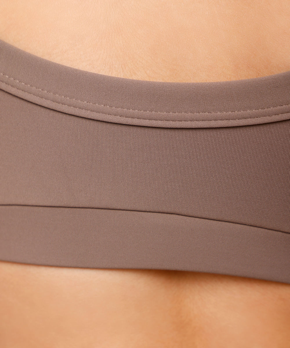 top feminino de poliamida mindset sport marrom