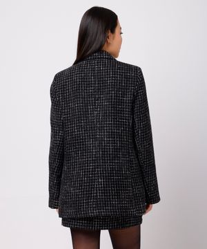 blazer feminino xadrez com lurex mindset preto