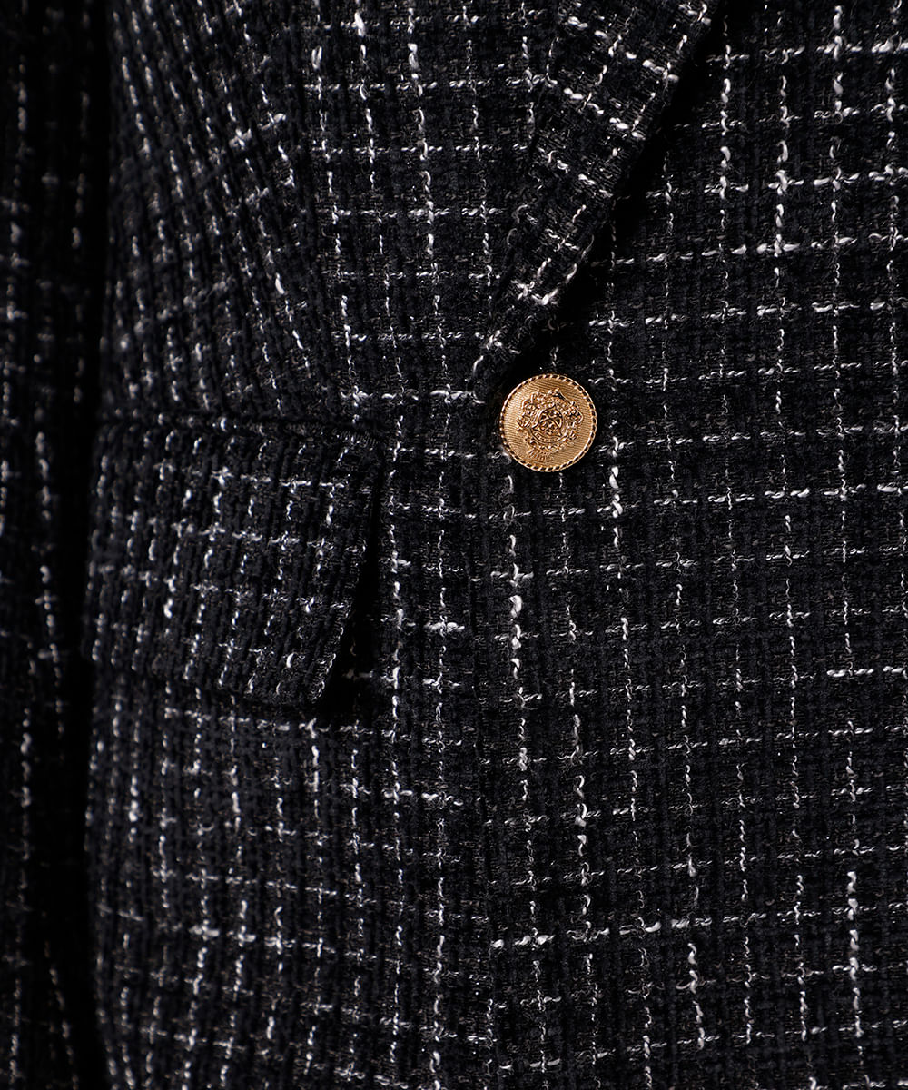blazer feminino xadrez com lurex mindset preto