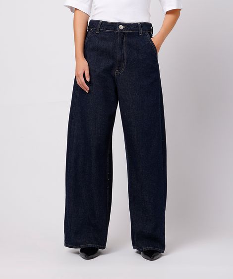 calça barrel feminina jeans mindset azul