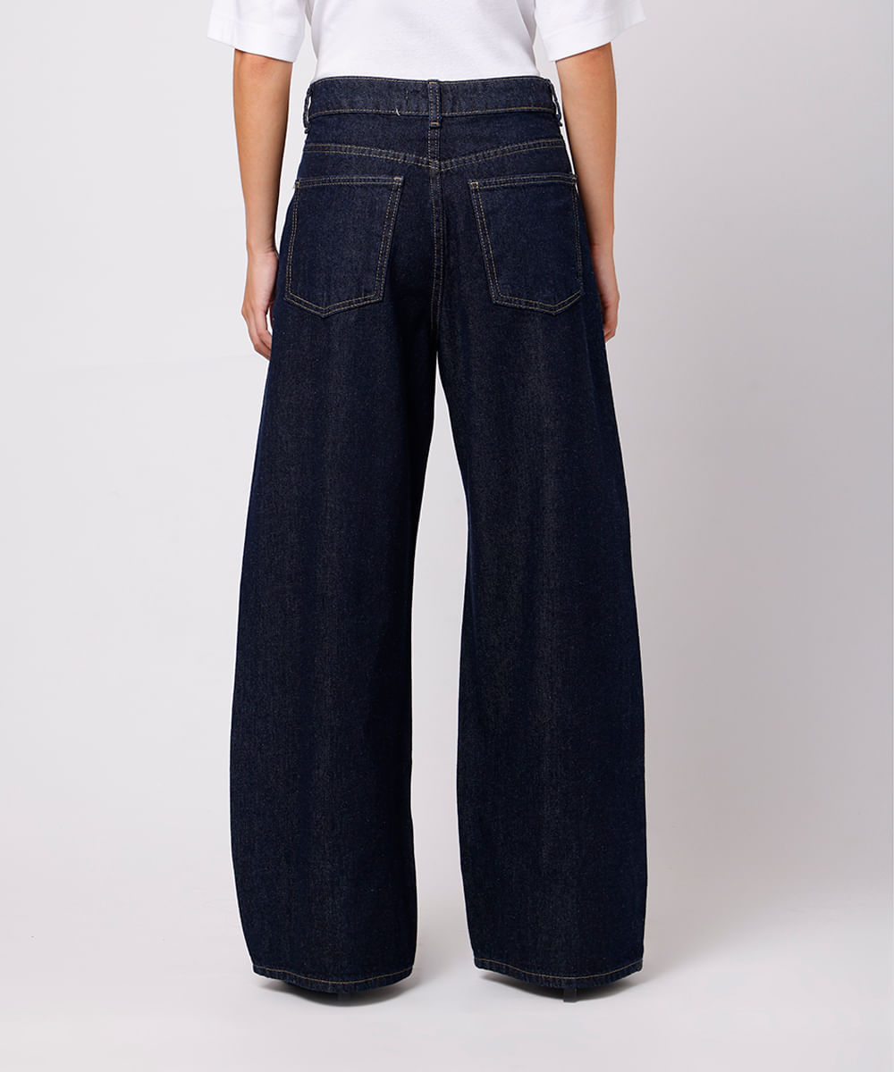 calça barrel feminina jeans mindset azul