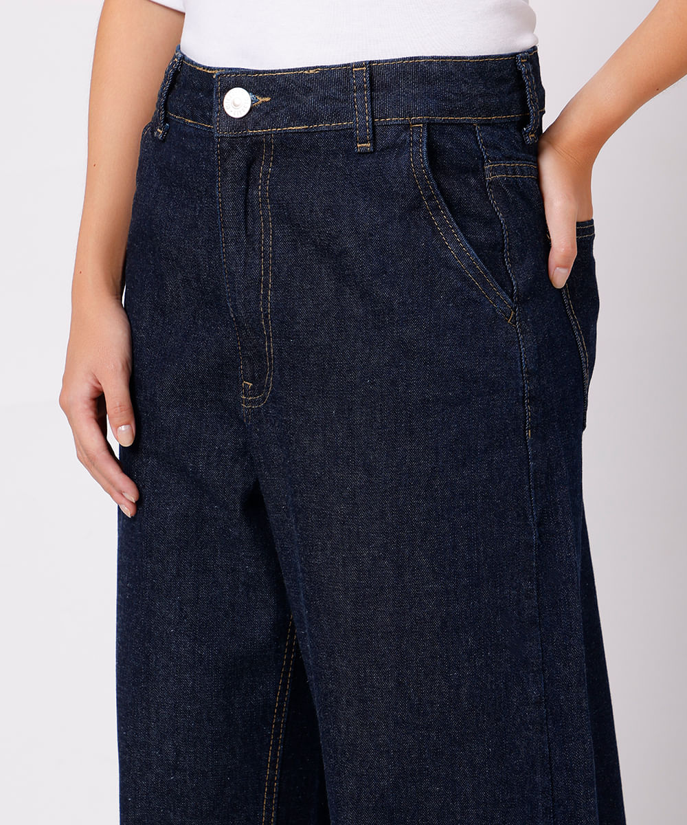 calça barrel feminina jeans mindset azul