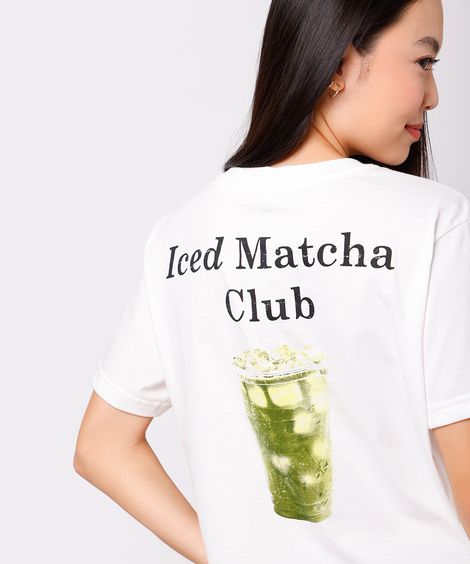 camiseta feminina de algodão iced matcha club mindset off white
