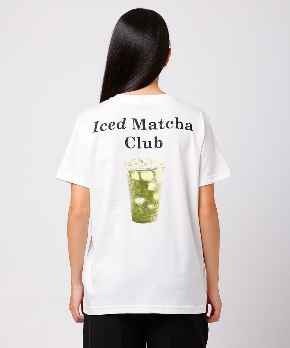 camiseta feminina de algodão iced matcha club mindset off white
