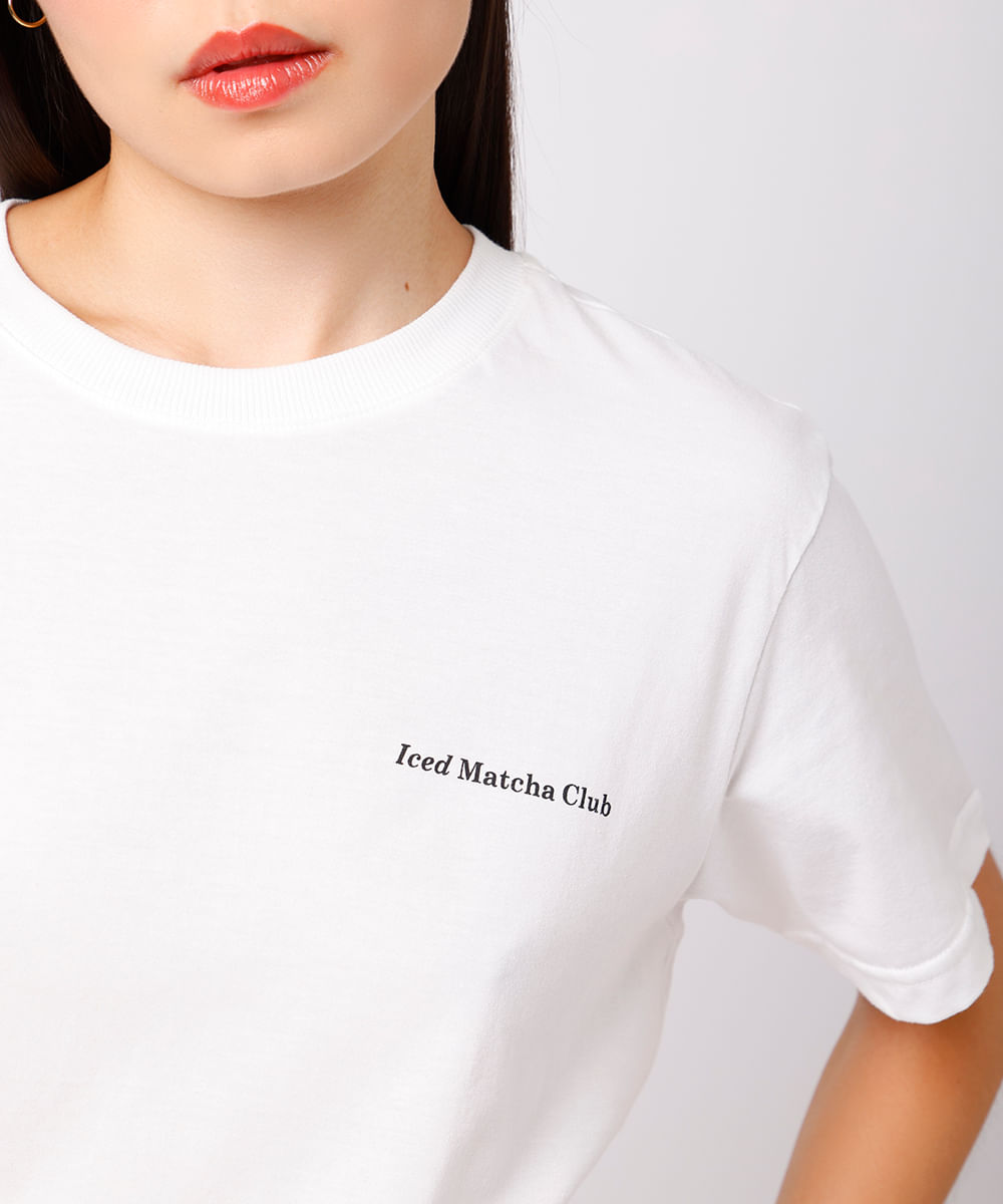 camiseta feminina de algodão iced matcha club mindset off white