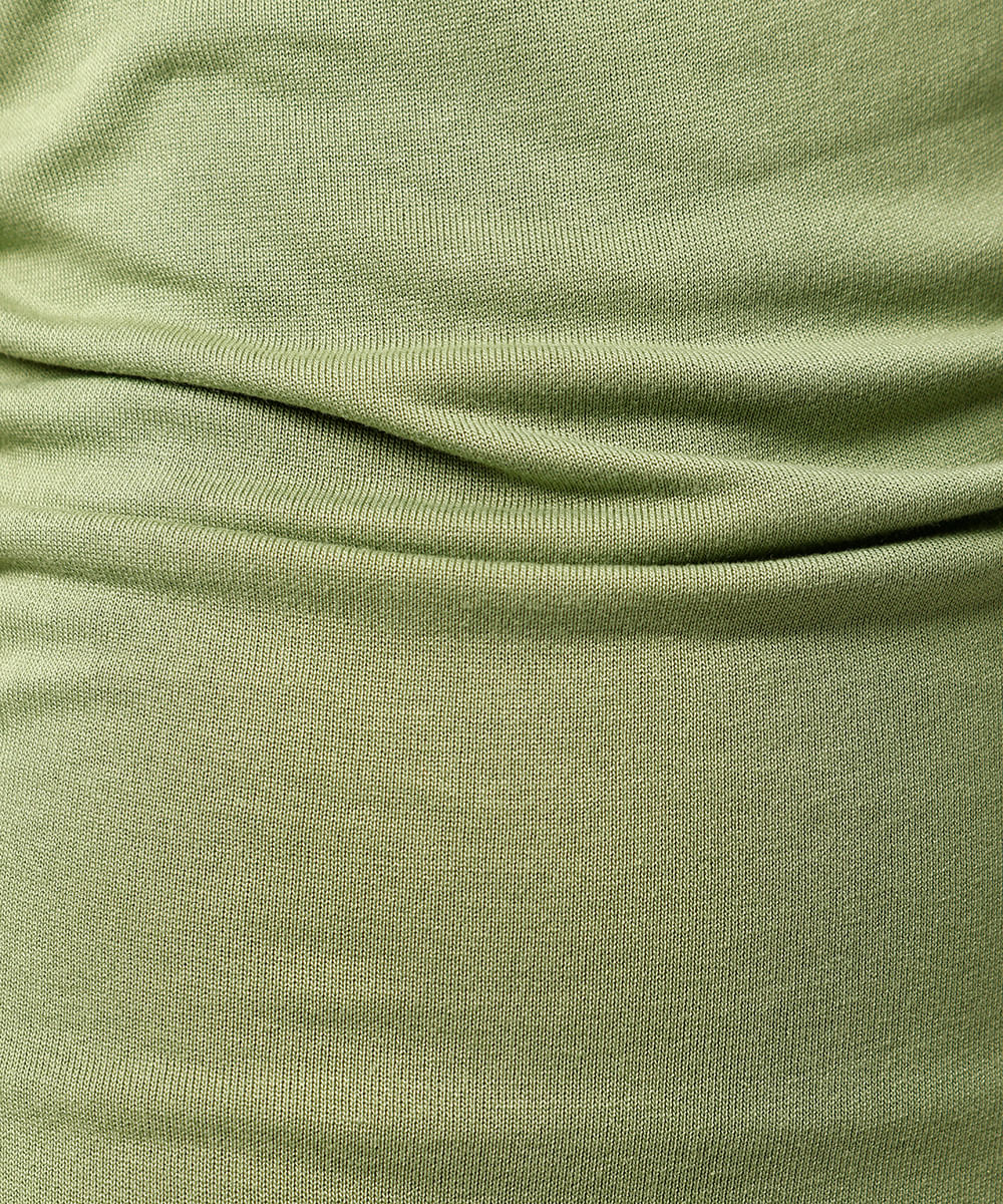 vestido longo de viscose franzido com fenda mindset verde