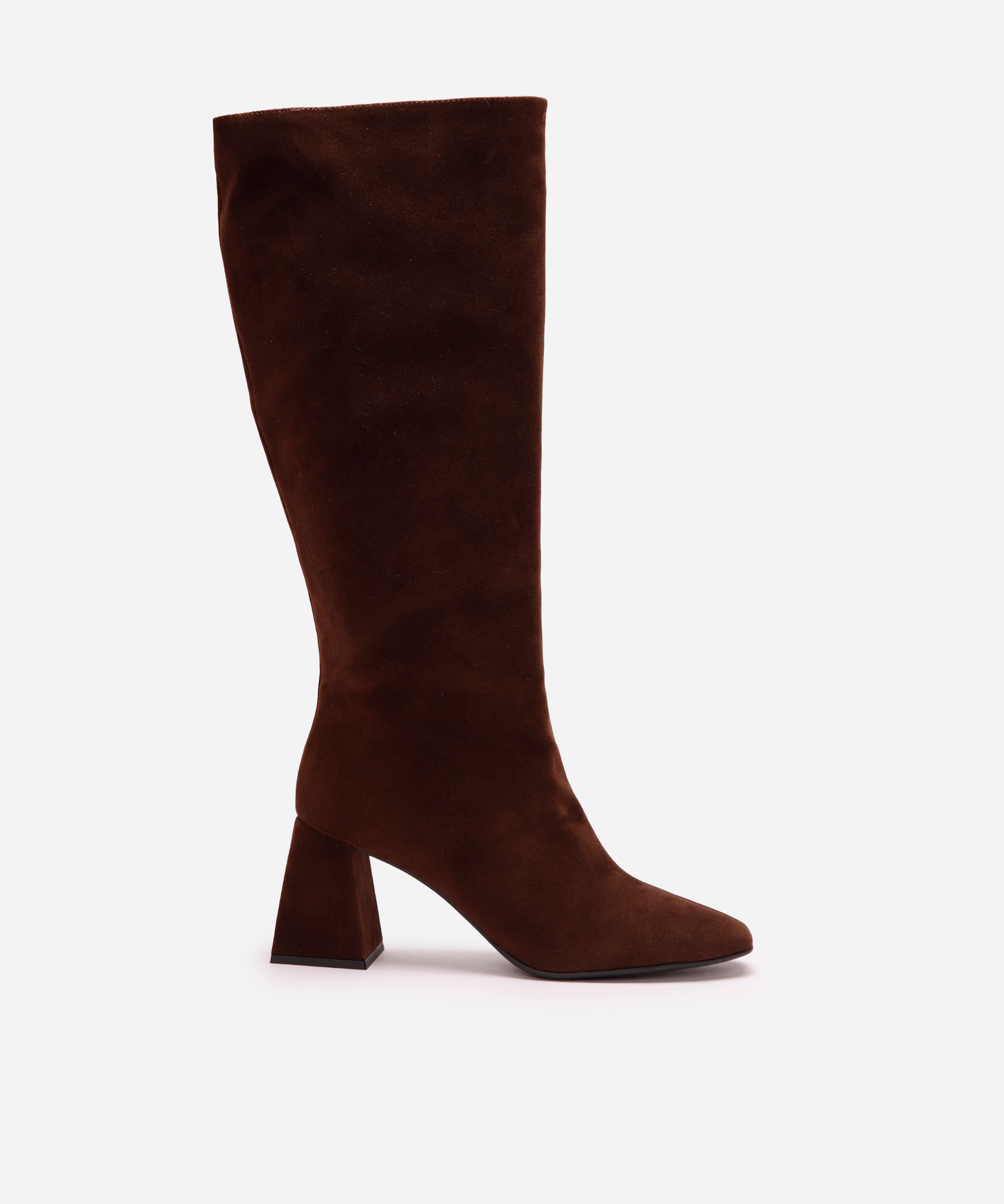 bota de camurça cano e salto alto oneself marrom