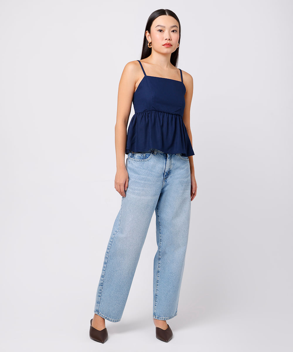 bata feminina com linho mindset azul