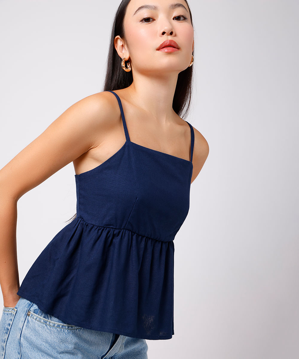 bata feminina com linho mindset azul