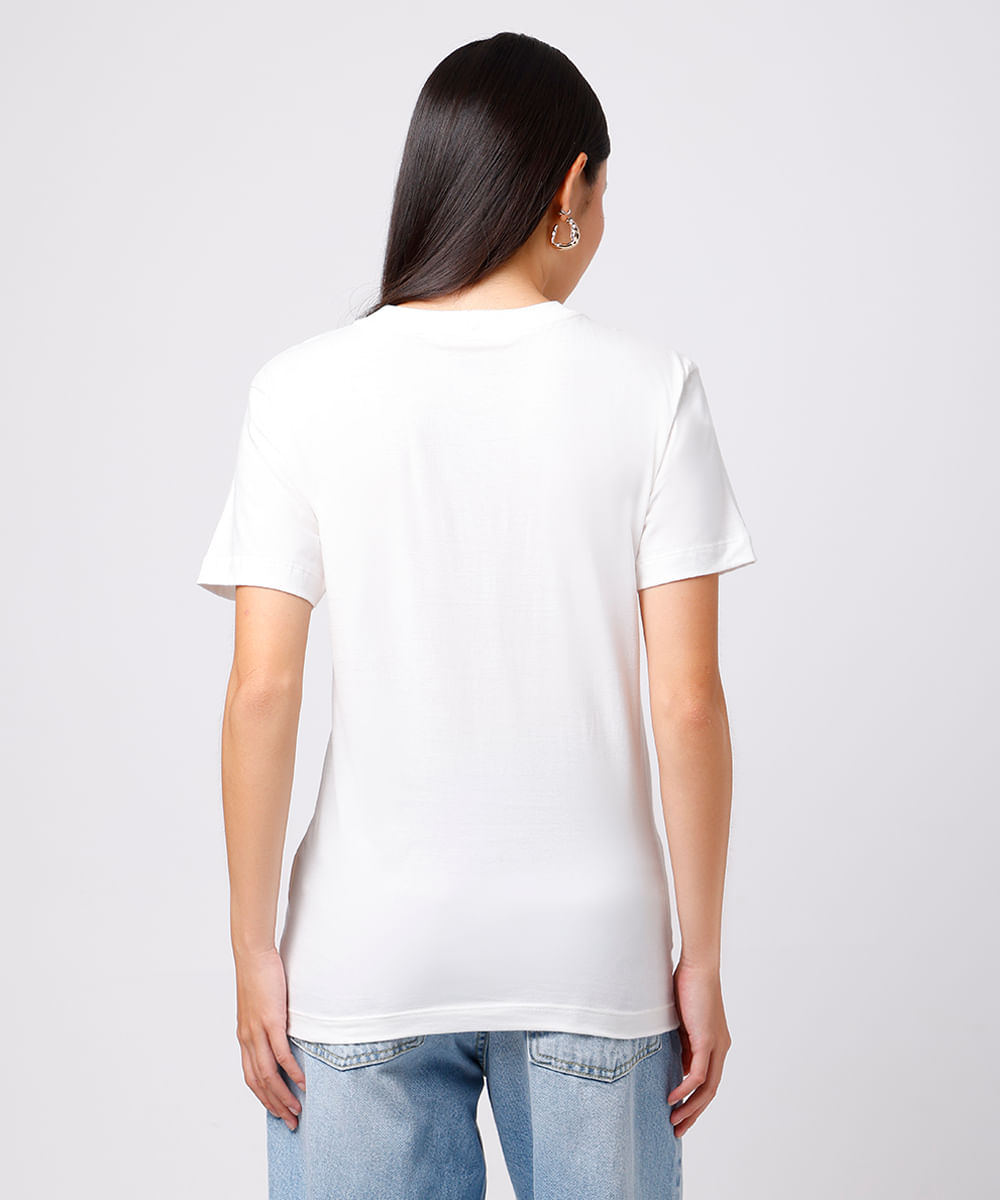 camiseta feminina de algodão spill the tea mindset off white