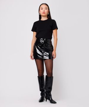 minissaia feminina poliuretano mindset preta