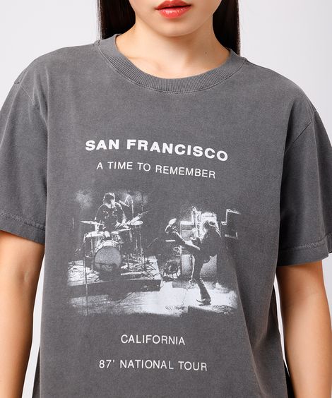 camiseta feminina de algodão san francisco mindset cinza