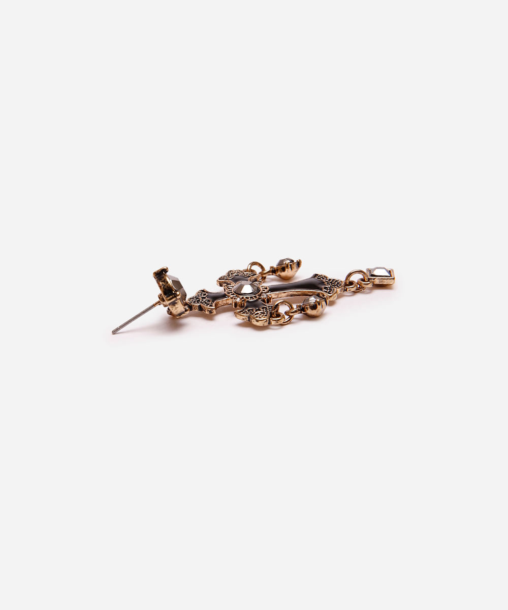 brinco de cruz mindset dourado