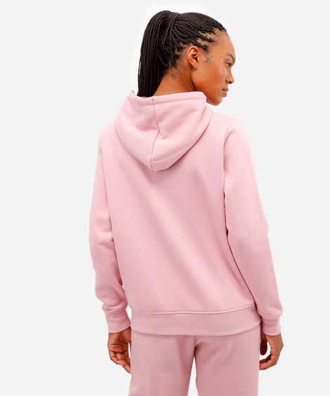 blusa de moletom com capuz e bolso rosa