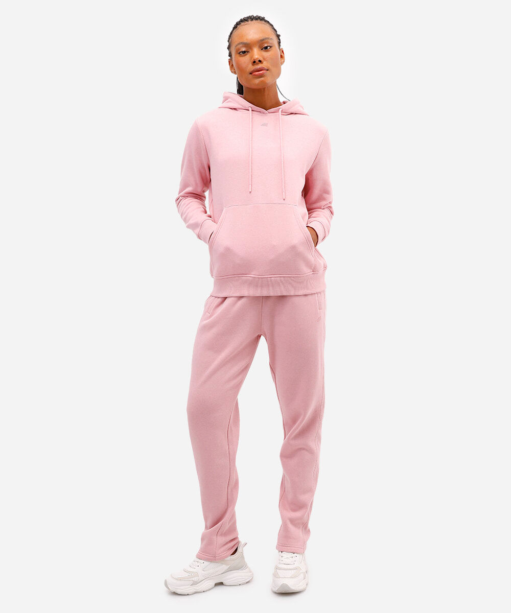 blusa de moletom com capuz e bolso rosa
