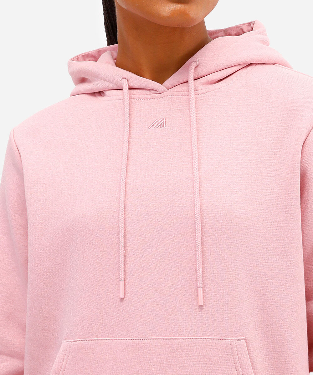 blusa de moletom com capuz e bolso rosa