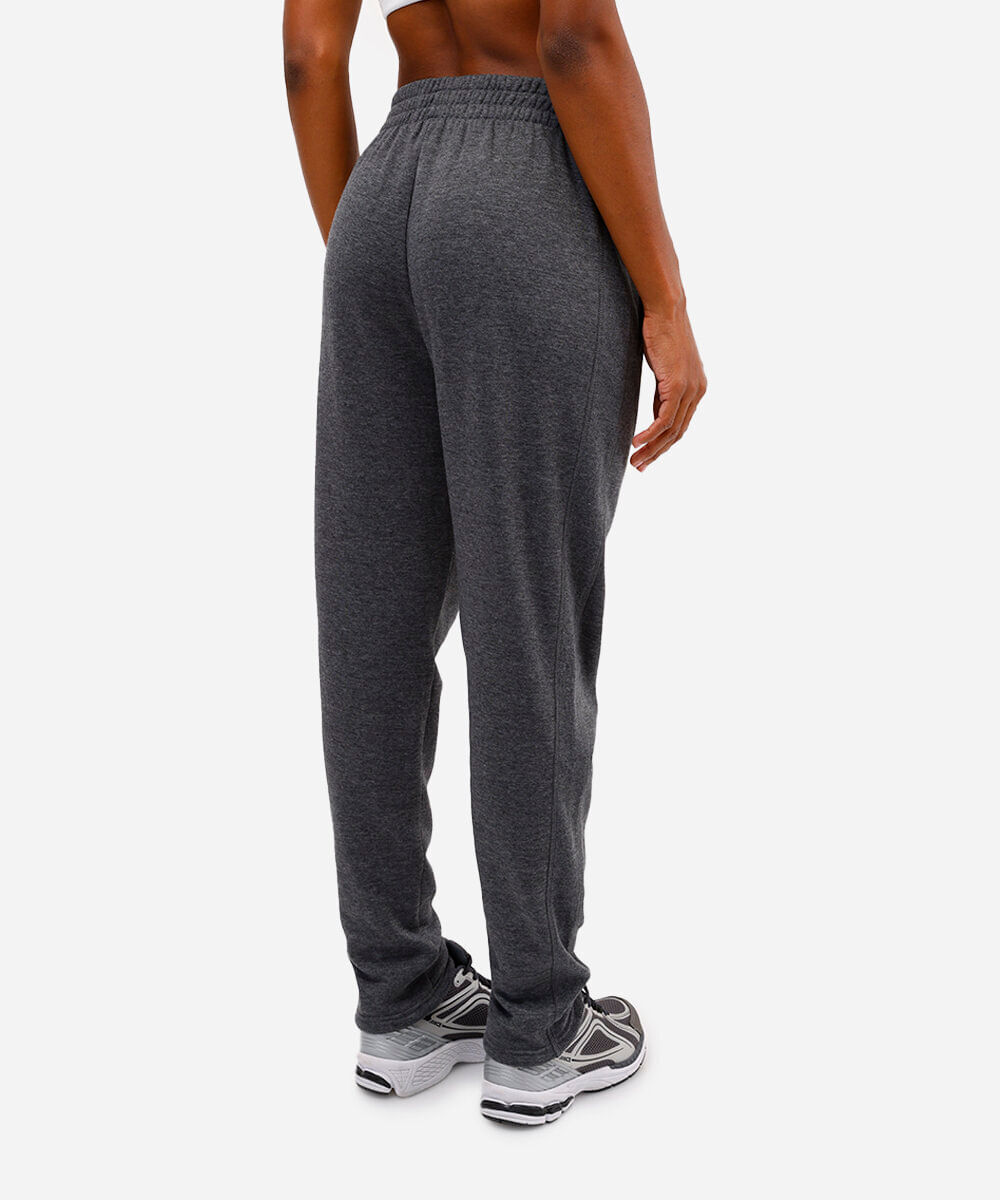 calça de moletom cintura alta esportiva cinza
