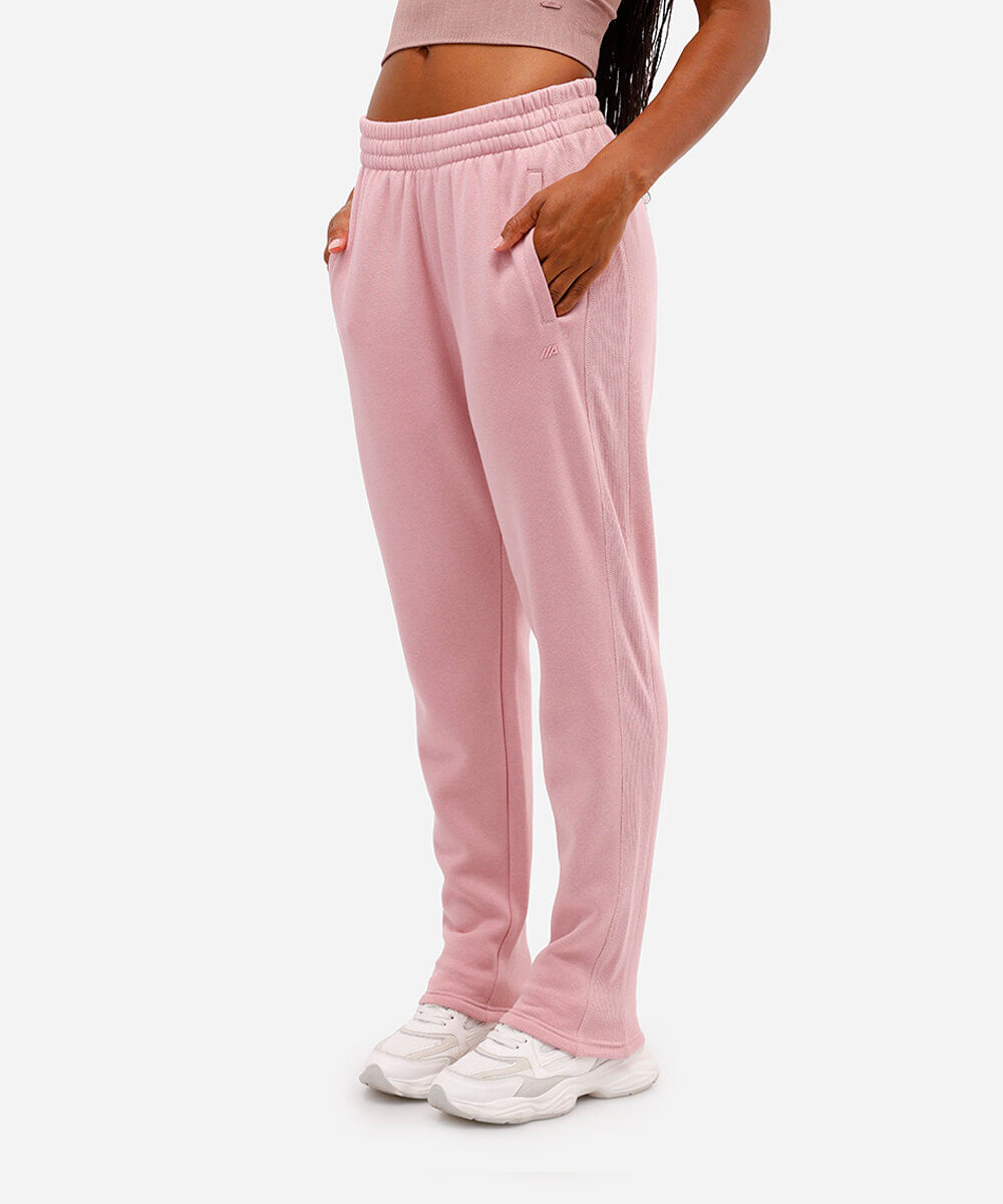 calça de moletom cintura alta esportiva ace rosa