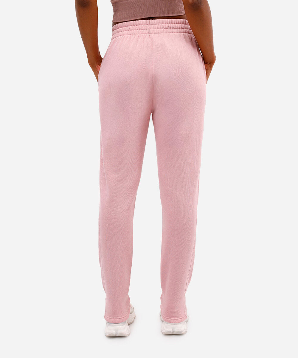 calça de moletom cintura alta esportiva ace rosa