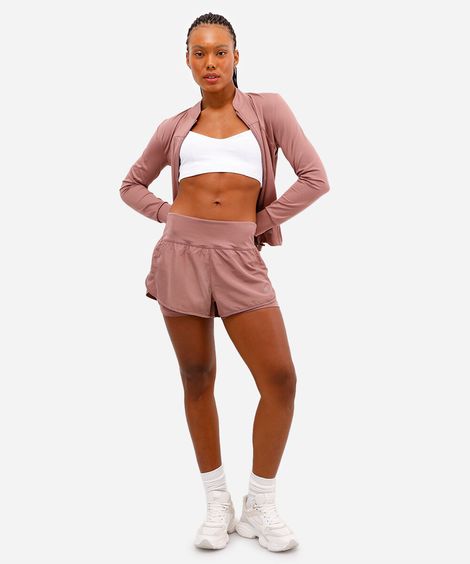 short running com forro e bolso esportivo rosa