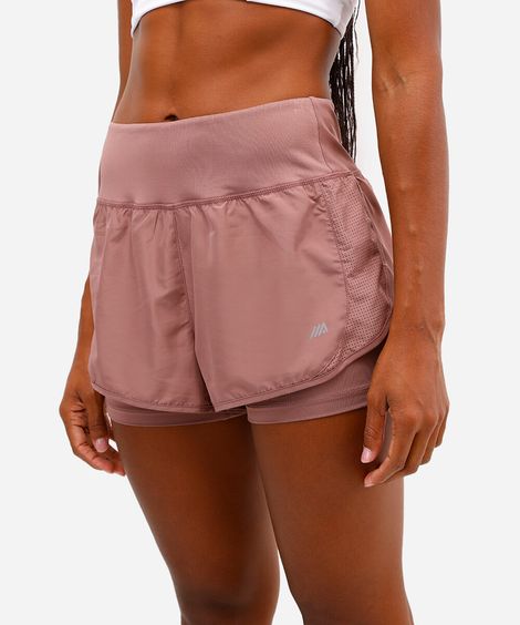 short running com forro e bolso esportivo rosa