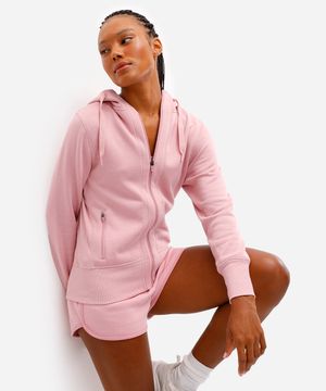 jaqueta de moletom com capuz ace - rosa velho